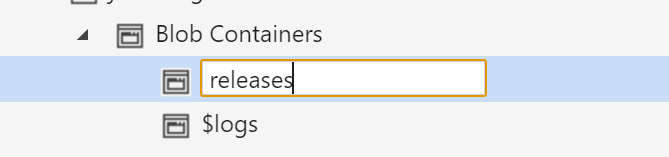 Adding a blob container in Azure Storage Explorer