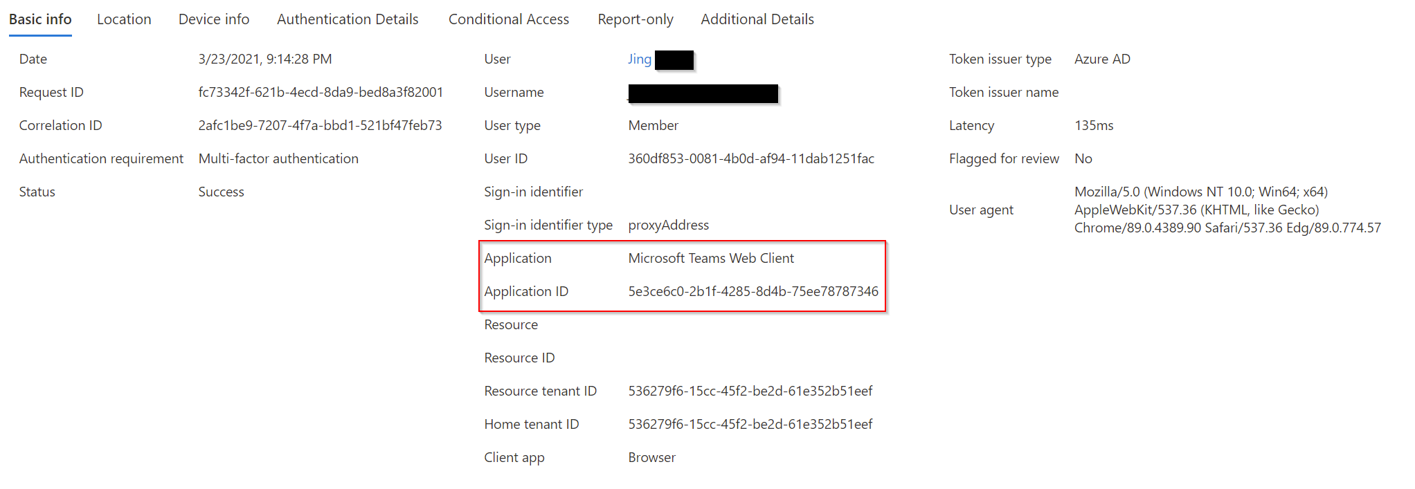 Captura de ecrã de como verificar o ID da Aplicação no separador Informações Básicas.