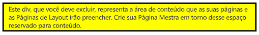 Mensagem de visualização da página mestra