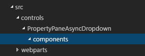 A pasta de componentes realçada no Visual Studio Code