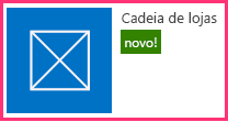 O bloco de inicialização do suplemento da Cadeia de Lojas na página de conteúdo do site com o nome e o ícone do suplemento.