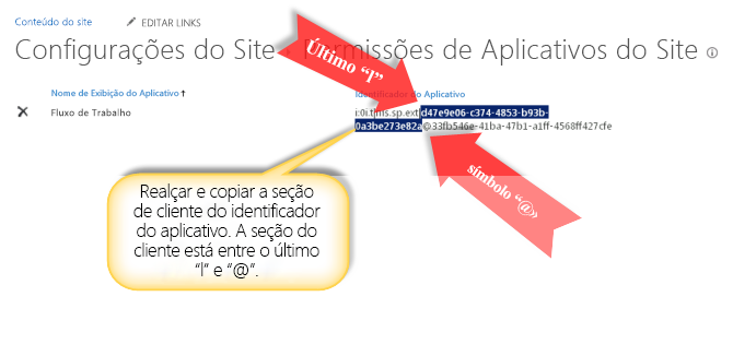 Selecionando o Identificador de aplicativo