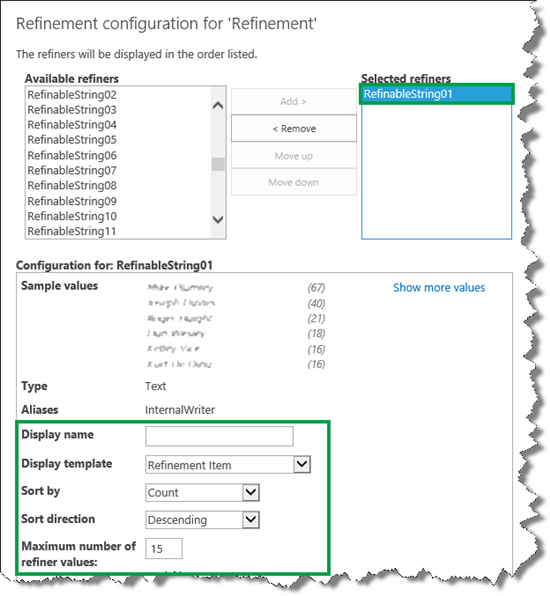 Configurações do Refinador