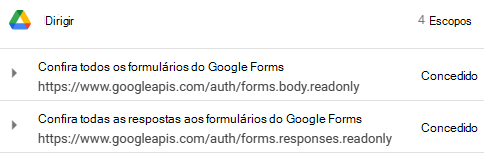 concessão de permissões google para gsheet