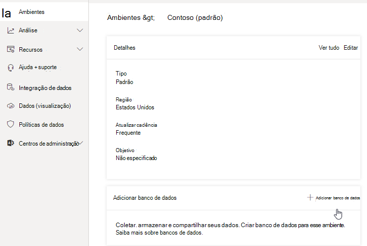 Adicionar banco de dados powerautomate