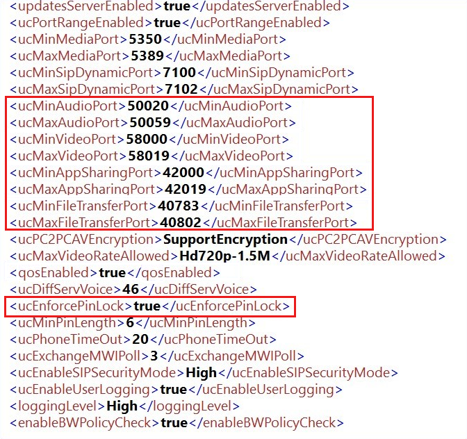 Captura de ecrã que mostra as portas de cliente corretas que podem ser verificadas no ficheiro de registo.