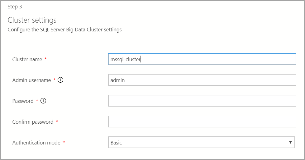 Configurações do cluster