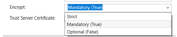 Captura de tela dos diferentes tipos de criptografia.