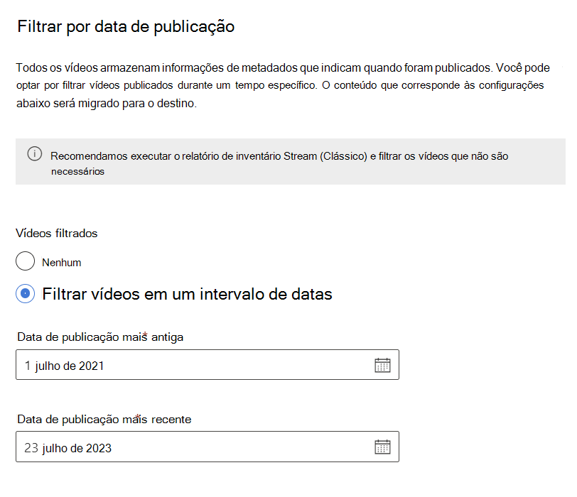 Filtro de data de publicação