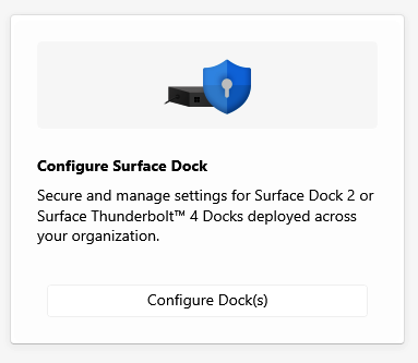 Captura de ecrã a mostrar o componente da Estação de Ancoragem para Surface no Toolkit de TI do Surface.