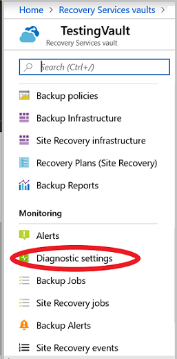 Captura de tela de Configurações de diagnóstico.