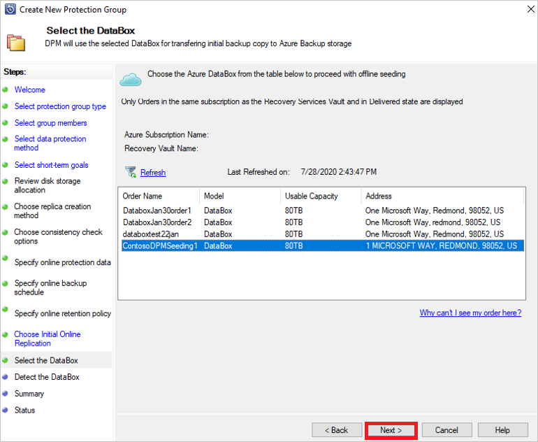 Selecionar o Data Box