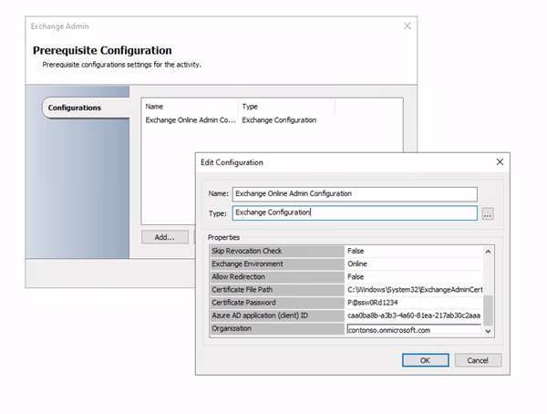 Captura de tela mostrando a tela de configuração de pré-requisitos do administrador do Exchange.