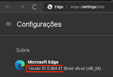 A screenshot of the Microsoft Edge setting page, showing the version number.