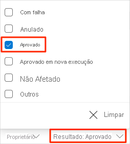 Captura de tela de Filtragem passou nos testes no relatório de teste.