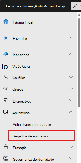 Captura de ecrã a mostrar a seleção do Microsoft Entra no portal do Azure.