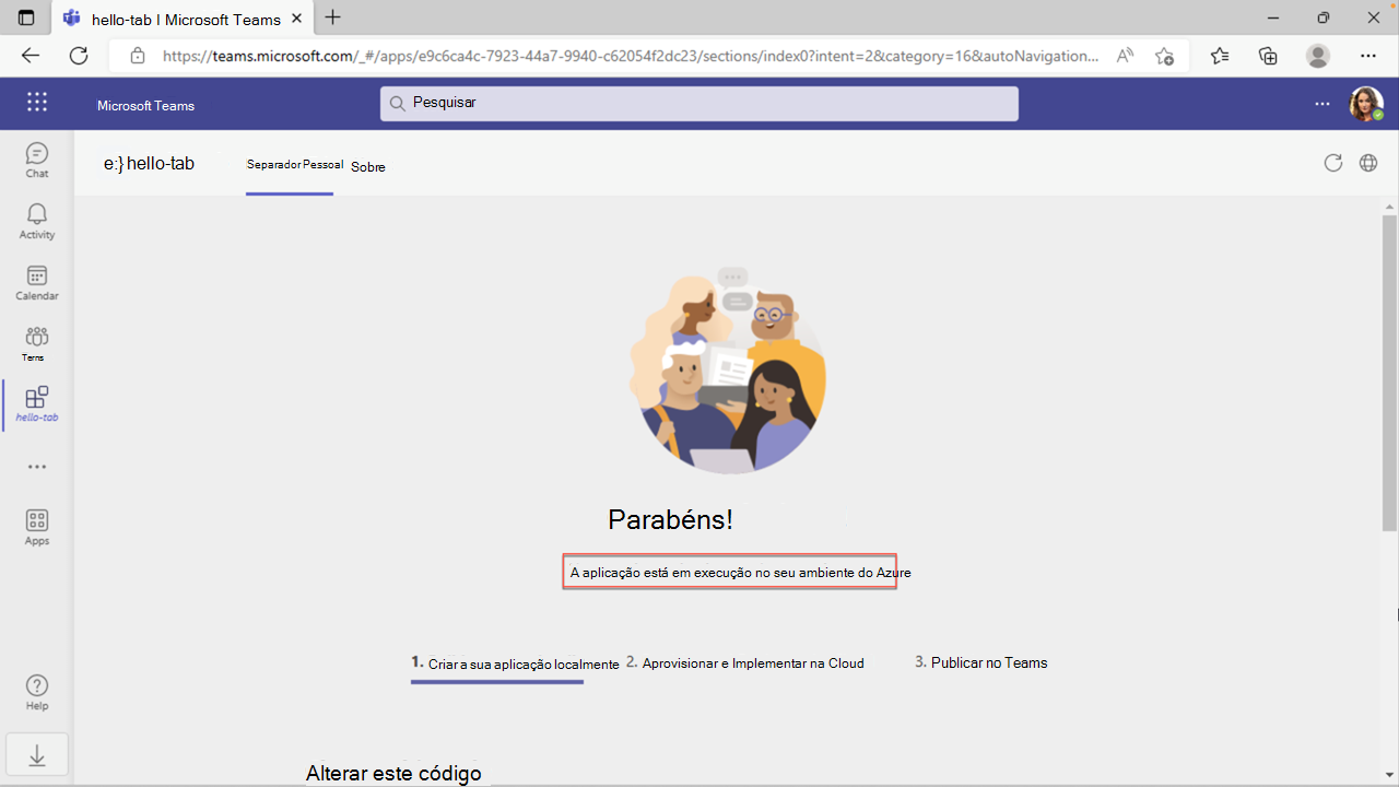 Captura de ecrã de uma aplicação em execução no Microsoft Teams.