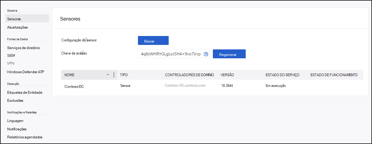 Etapas de instalação: selecionar sensores no portal do Microsoft Defender para Office 365.