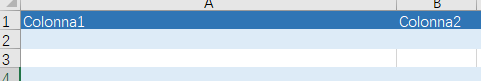 Captura de tela de arquivo do Excel que mostra a tabela inserida com Column1 e Column2 classificáveis.