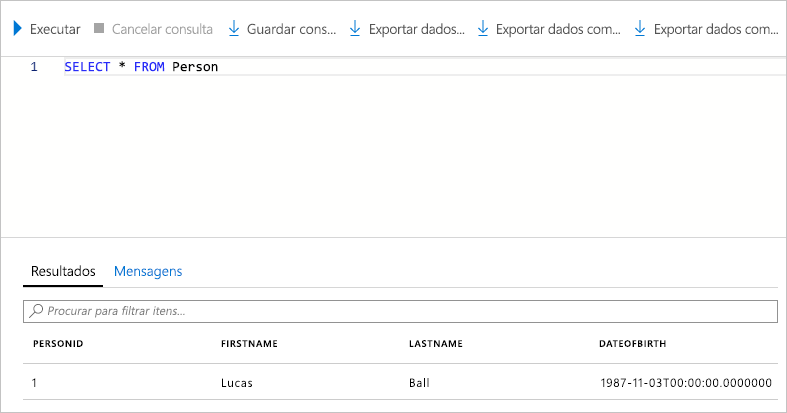 Captura de tela mostrando resultados confirmados após consultar as tabelas no banco de dados.