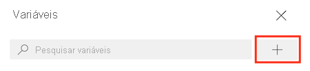 Captura de ecrã do Azure DevOps que mostra a lista de variáveis de pipeline, com o botão de adição realçado.