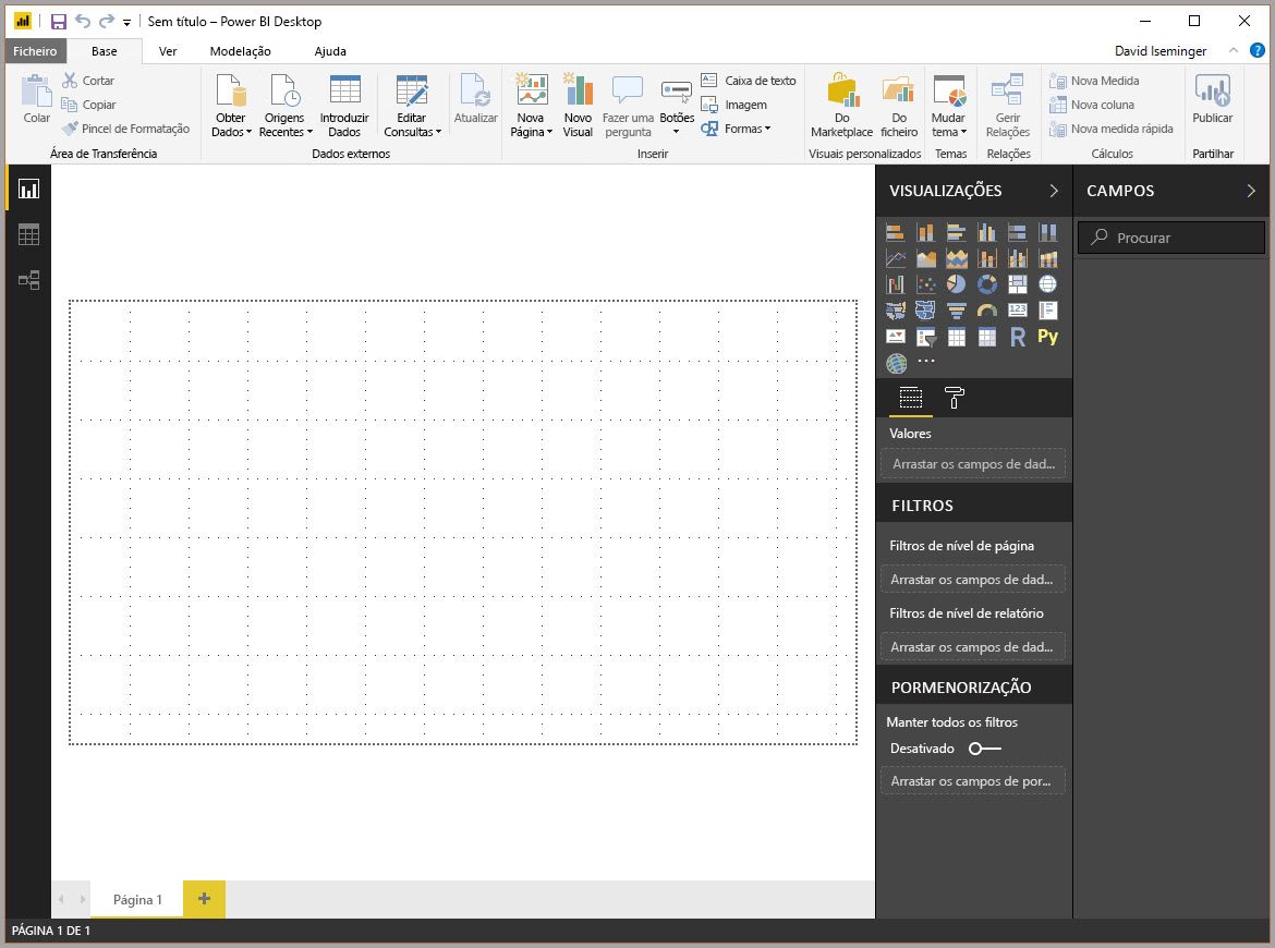 Power BI Desktop ecrã vazia