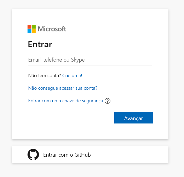 Captura de tela do prompt de entrada do Azure DevOps.