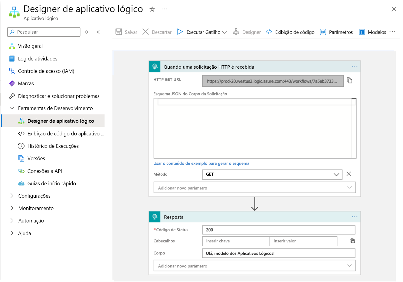 Diagrama mostrando a visão geral do designer de fluxo de trabalho.