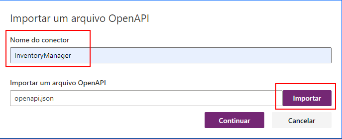 Importação de arquivos OpenAPI