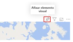 Captura de ecrã do botão visual Afixar acima de um mapa.