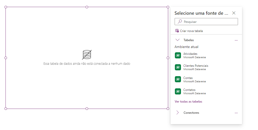 Captura de tela que mostra a conexão do controle do Copilot a uma fonte de dados.