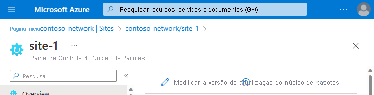 Uma captura de tela que mostra a parte superior da página Plano de Controle do Núcleo do Pacote.