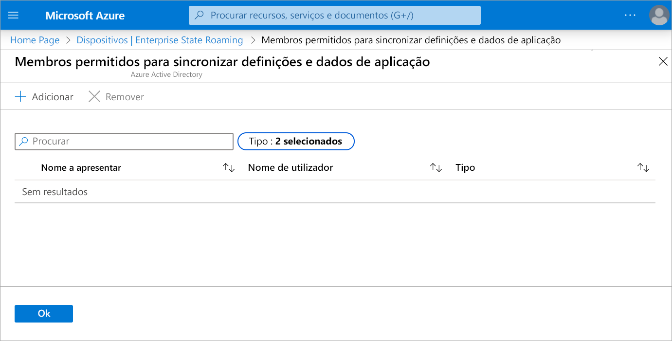 Captura de ecrã a mostrar como adicionará membros autorizados a sincronizar dados de definições e aplicações.