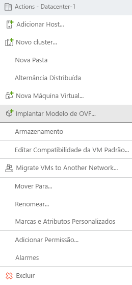 Screenshot that shows how to deploy the OVA file downloaded for VMware HCX Connector on-premises in vCenter.