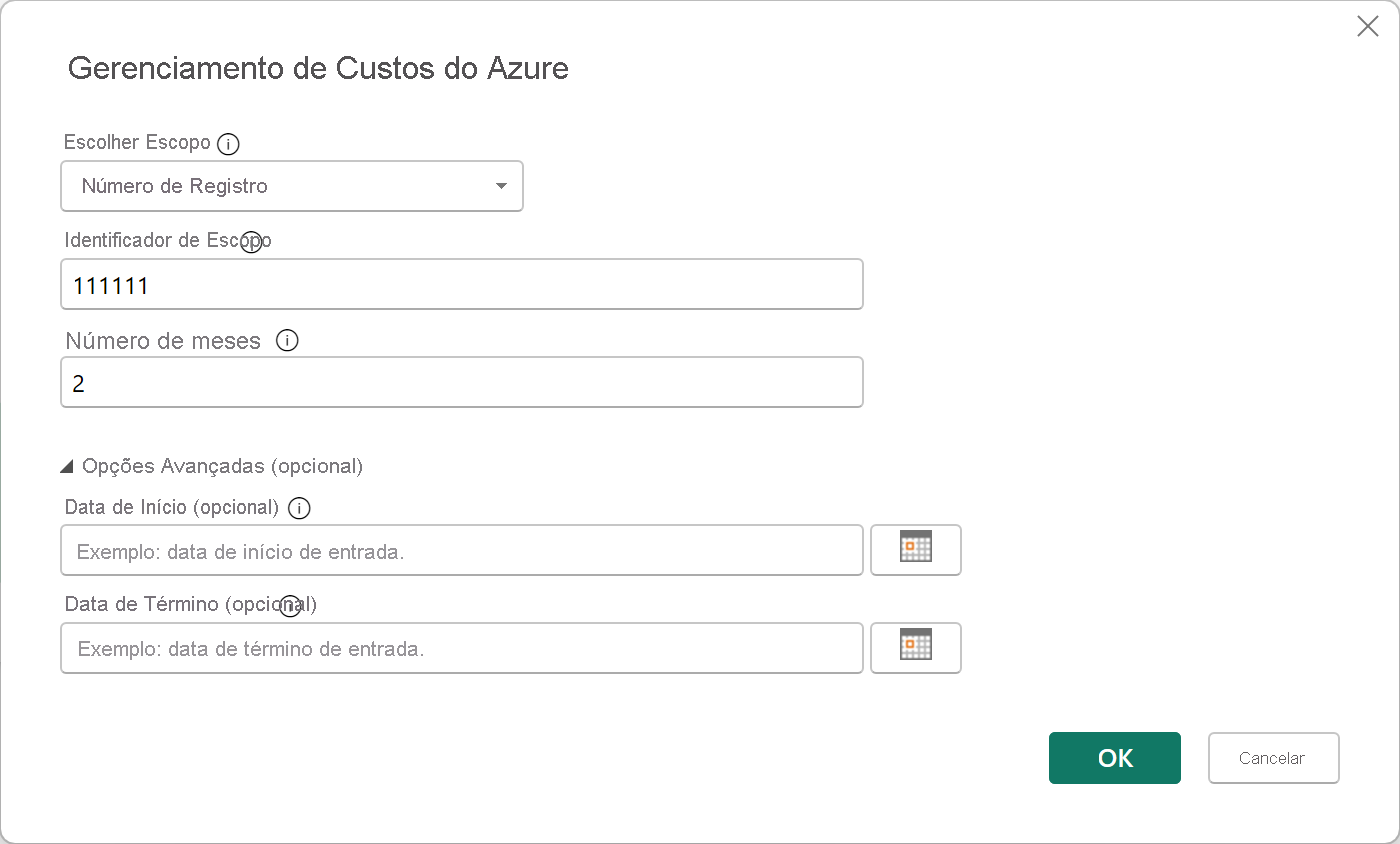 Captura de ecrã a mostrar a seleção do ID da conta de faturação de um Enterprise Agreement.