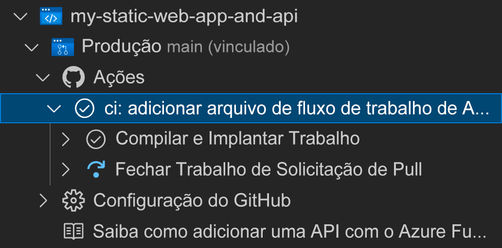 Captura de tela mostrando como ver as Ações do GitHub.