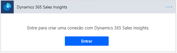 Entre para criar uma conexão com o Dynamics 365 Sales insights.