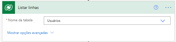 Listar ações de registros com Ambiente definido como assistantstudio e Nome da tabela definido como Usuários.