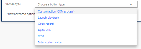 Criar cartão para o assistente V2 tem um tipo de botão Ação personalizada (processo do CRM).