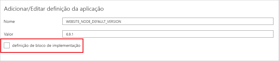 Screenshot of the toggle deployment slot setting in the Azure portal.