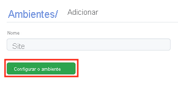 Captura de tela da página do GitHub para um novo ambiente, com os detalhes concluídos e o botão Configurar ambiente realçado.