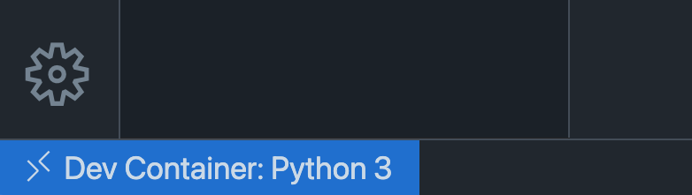 Captura de tela do indicador remoto com texto que diz dev container python 3