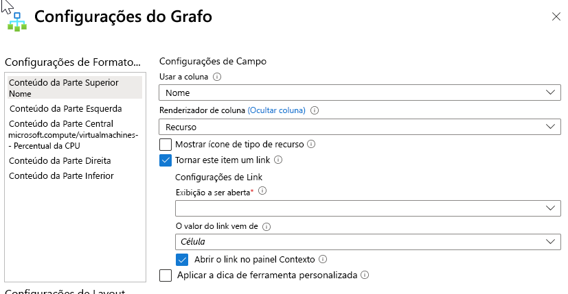 Screenshot that shows the settings for the top content of a graph in a workbook.