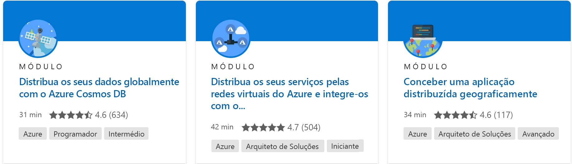 Captura de ecrã que mostra um módulo individual com todos os detalhes do site do Microsoft Learn