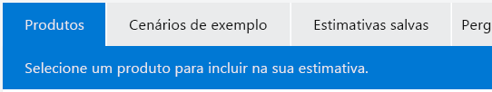 Uma captura de tela da barra de menu da calculadora de preços com a guia Produtos selecionada.