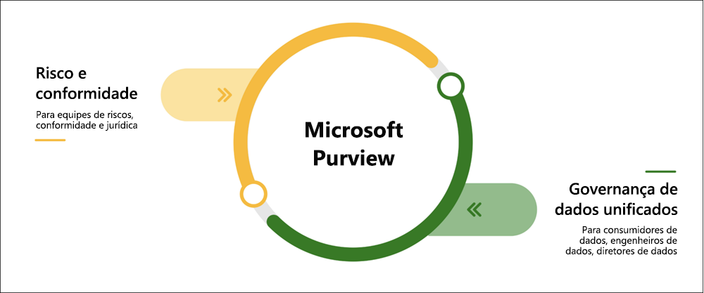 Ilustração mostrando as principais áreas para o Microsoft Purview.