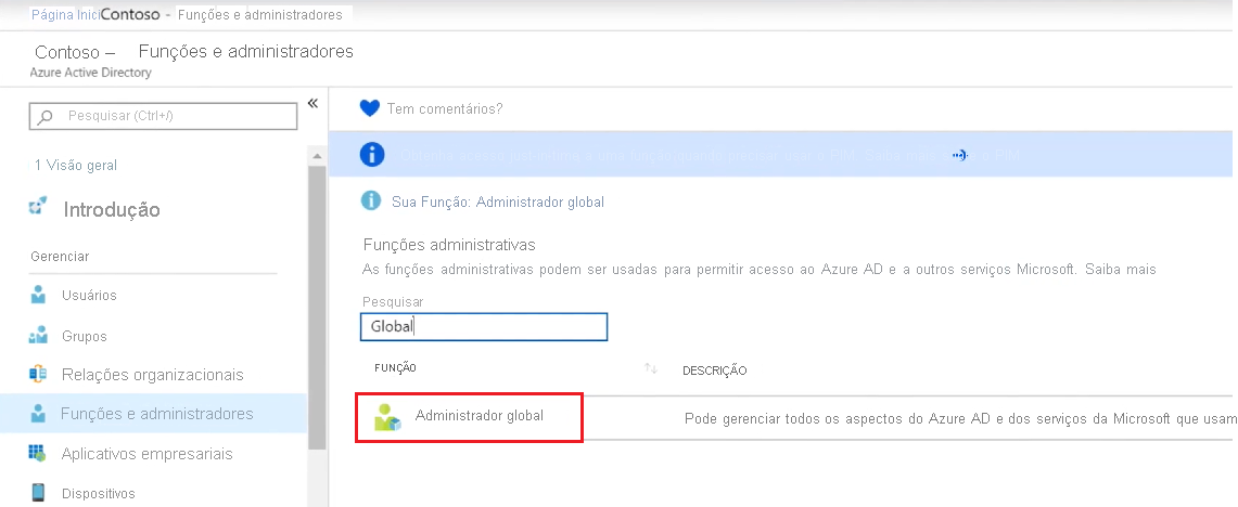 Diagrama que mostra a função de Administrador Global no Microsoft Entra ID.