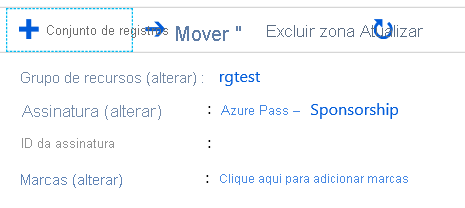 Captura de ecrã da página Adicionar um conjunto de registos.