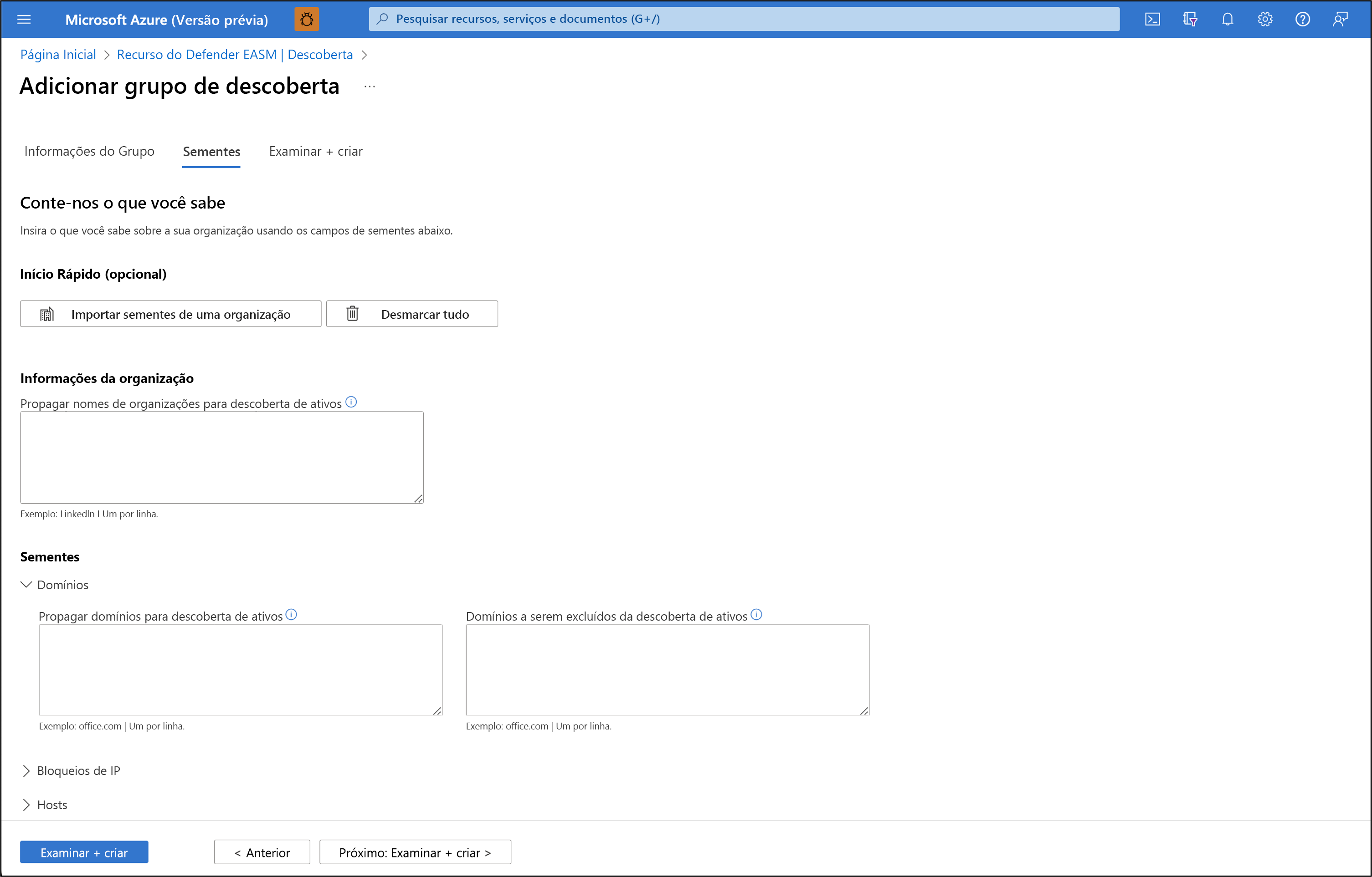 Screenshot showing the Defender EASM add discovery group page.