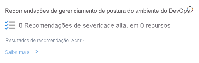 Captura de tela mostrando as recomendações de gerenciamento de postura na página de visão geral de segurança.